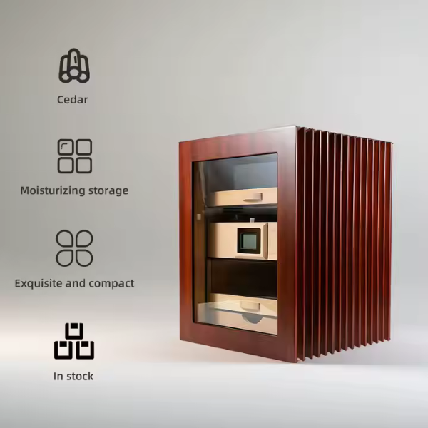 Cigar Humidor Cedar Wood Cigar Storage Box with Shelve and Drawer,Hygrometer and Humidifier (Large)