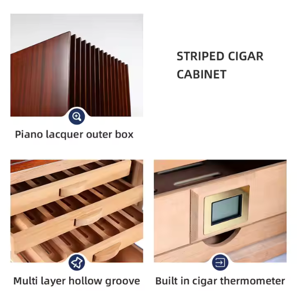 Cigar Humidor Cedar Wood Cigar Storage Box with Shelve and Drawer,Hygrometer and Humidifier (Large)