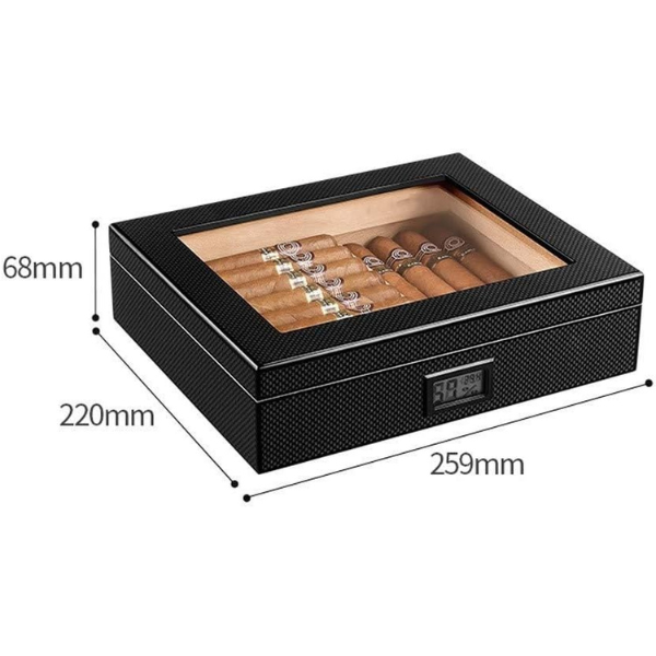 Cigar humidors Humidor For Cigars, Cigar Humidor With Carbon Fiber, With Front Digital Hygrometer And Humidifier,Cedar Wood Lining