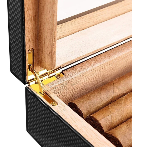 Cigar humidors Humidor For Cigars, Cigar Humidor With Carbon Fiber, With Front Digital Hygrometer And Humidifier,Cedar Wood Lining