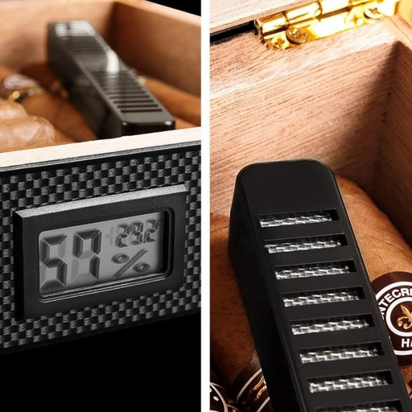 Cigar humidors Humidor For Cigars, Cigar Humidor With Carbon Fiber, With Front Digital Hygrometer And Humidifier,Cedar Wood Lining