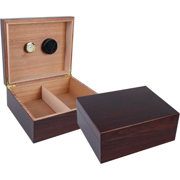 Cigar humidors Humidor For Cigars, Desktop Cigar Humidor with Hygrometer and Humidifier - Stores up to 50 - Color: Cherry