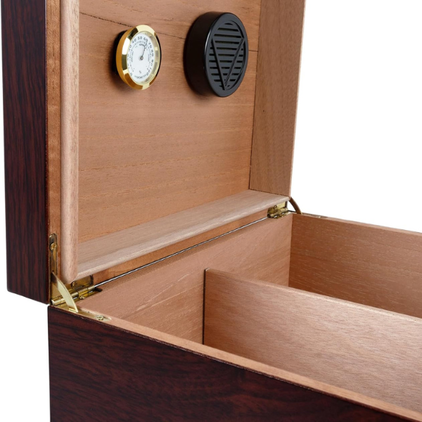 Cigar humidors Humidor For Cigars, Desktop Cigar Humidor with Hygrometer and Humidifier - Stores up to 50 - Color: Cherry