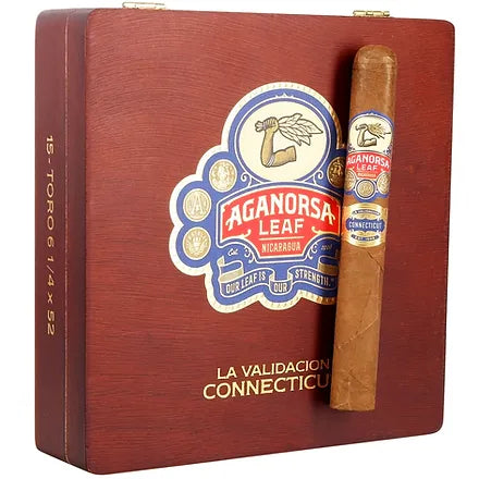 أغانورسا لا فاليدياسيون كونيتيكت تورو 6 1/4 × 52 Aganorsa Leaf La Validacion Connecticut Toro (صندوق يحتوي على 15 قطعة)