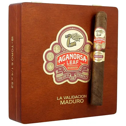 أغانورسا ليف لا فاليداسيون أغانورسا ليف مادورو تورو Aganorsa Leaf La Validacion Aganorsa Leaf Maduro Toro 6 1/4 × 52 (صندوق يحتوي على 15 قطعة)