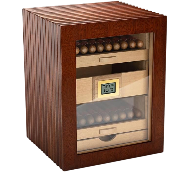 Cigar Humidor Cedar Wood Cigar Storage Box with Shelve and Drawer,Hygrometer and Humidifier (Large)