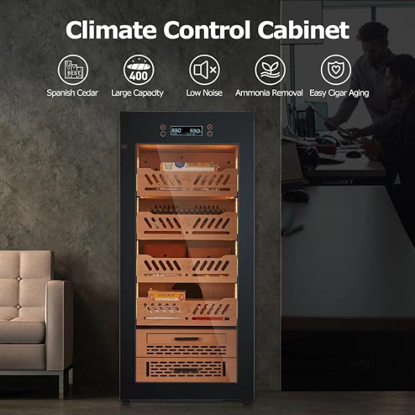 Premium Series Black 450-Cigar Electric Humidor