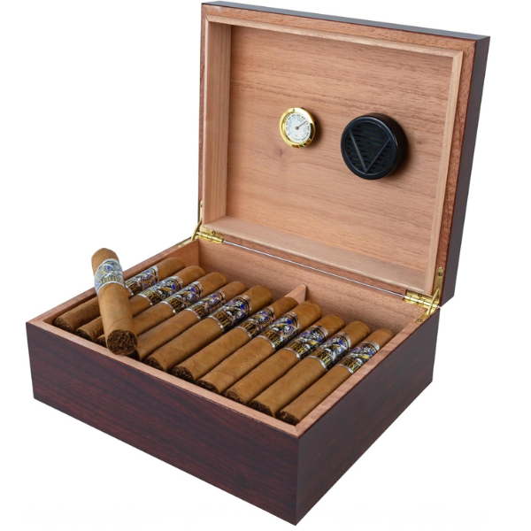 Cigar humidors Humidor For Cigars, Desktop Cigar Humidor with Hygrometer and Humidifier - Stores up to 50 - Color: Cherry
